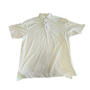 FootJoy Polo Shirt Mens Medium light yellow Striped Performance FJ‎ Golf Stretch
